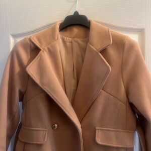 Camel colored wool pea coat.
